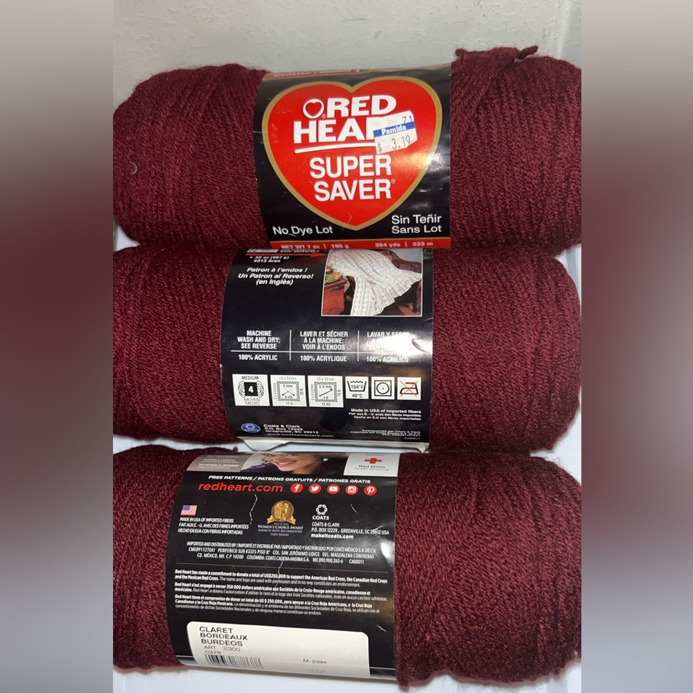 Red Heart Super Saver Yarn in Claret